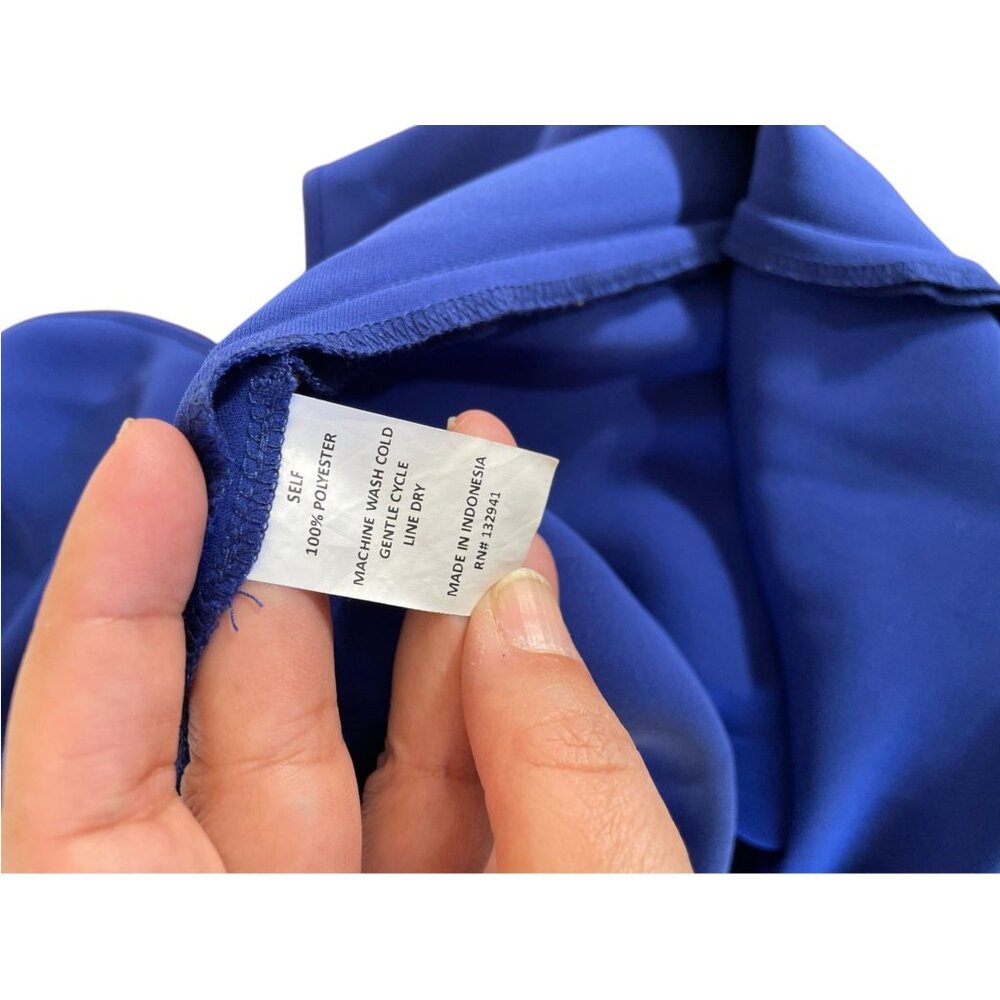 Amanda Uprichard Matthews Midi Dress Admiral Blue SZ L Wedding Guest - Picture 11 of 12